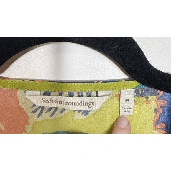 Soft Surroundings Tropical Curaçao Parrot Embroidered Kimono Cover Up Med - Picture 3 of 7